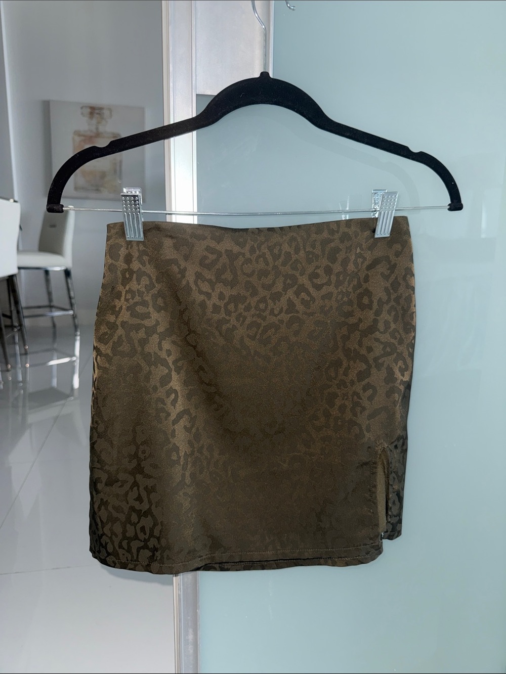 Forever 21 Olive Leopard Jacquard Mini Skirt